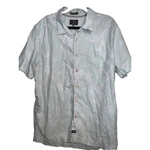 Quiksilver Waterman Collection Mens Button Down Shirt White/Green Size XL